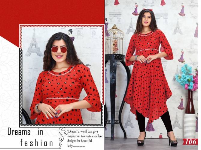 Trendy Sharavya Casual Daily Wear Rayon Printed Designer Kurti Collection